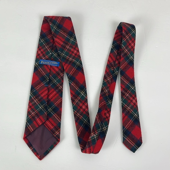 Vtg Pendleton Red Plaid Wool Tie USA Made 3 in wide 56 in long necktie Tartan - Picture 7 of 7